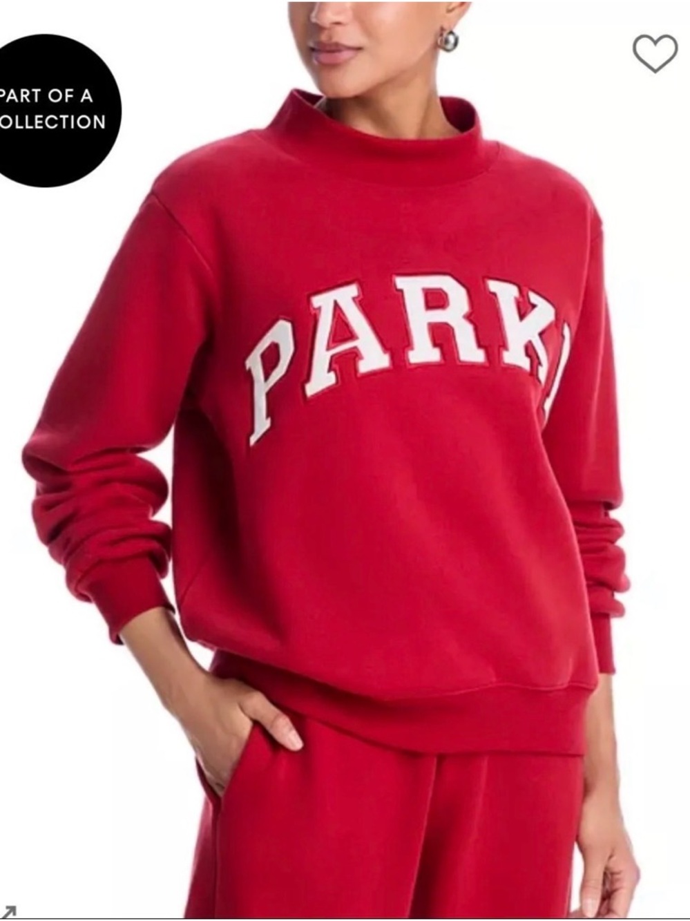 PARKE Crimson White Varsity MockNeck Sweatshirt L/XL Bloomingdale’s Drop